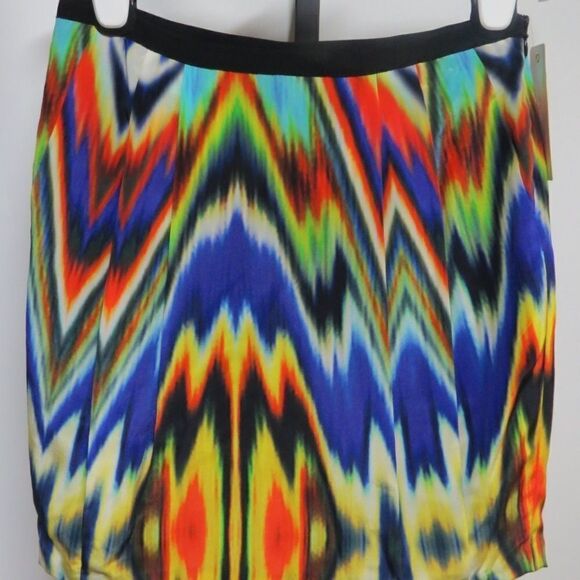 𝅺nwt Cluny Anthropologie Size 6 Skirt 100% Silk Ikat Lined Mini - Picture 2 of 5